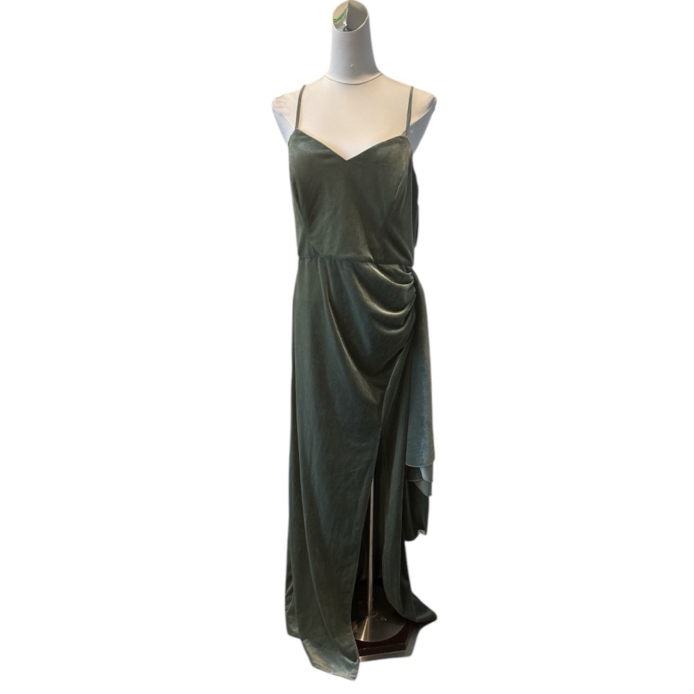 After Six Green Backless Slit Maxi Gown - Picture 2 of 9